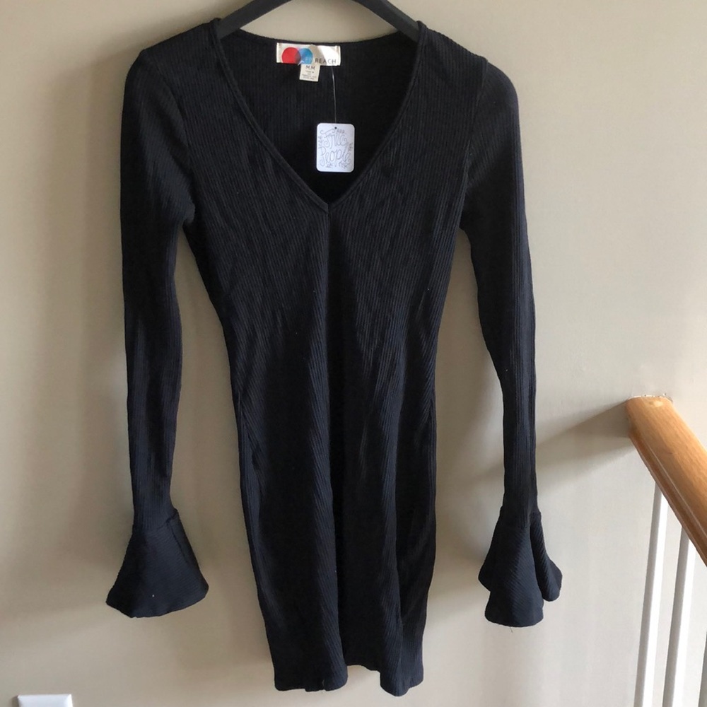 Free People beautiful bell sleeve black dress